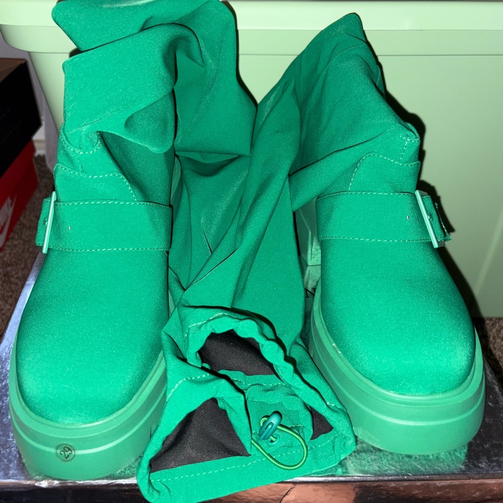 Azalea Wang Over the Knee Boots Green